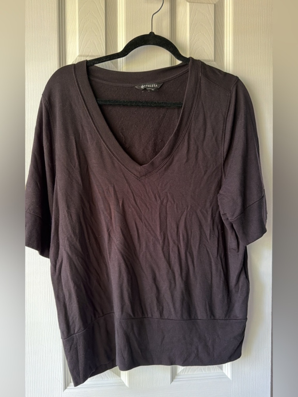 Athleta black V-Neck Short Sleeve Sweatshirt